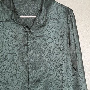 Men's Floral Pattern Jacket - Green